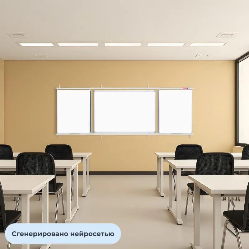 Доска раздвижная магнитно-маркер/мелов Attache 100х300 4хсекц.под инт.сист