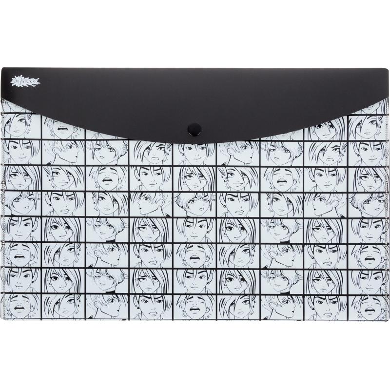 Папка-конверт на кнопке А4 №1 School Аниме Комикс, 180 мкм, 3шт/уп