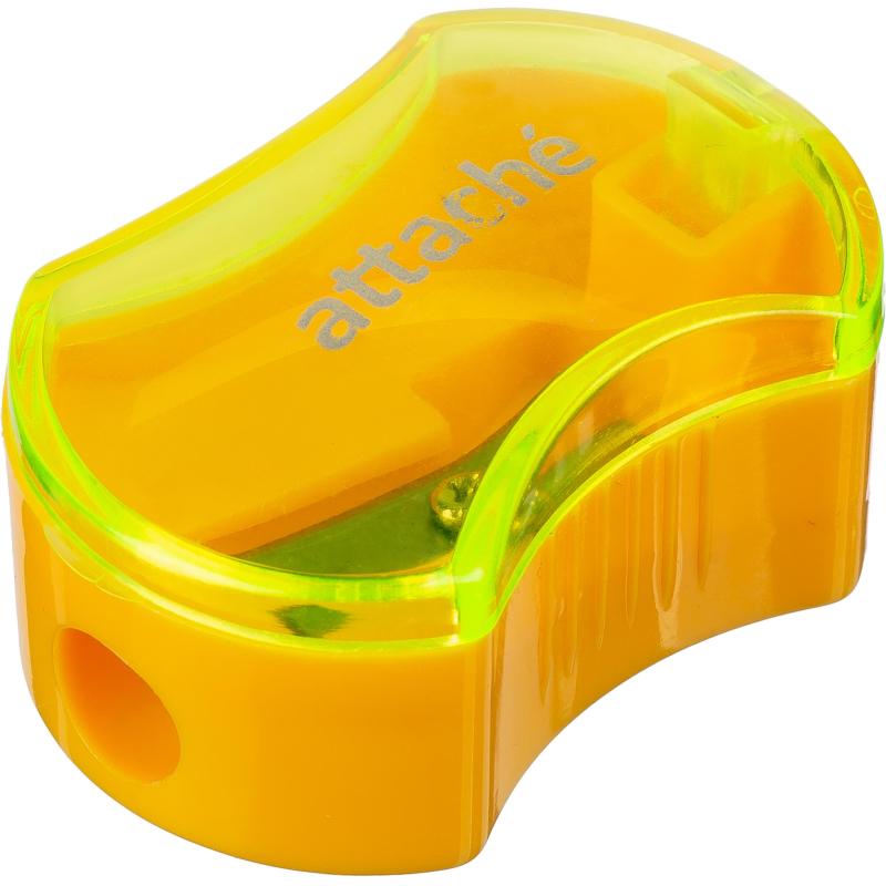 Точилка Attache, 1 отверстие, с контейнером, эргономичн, в ассорт