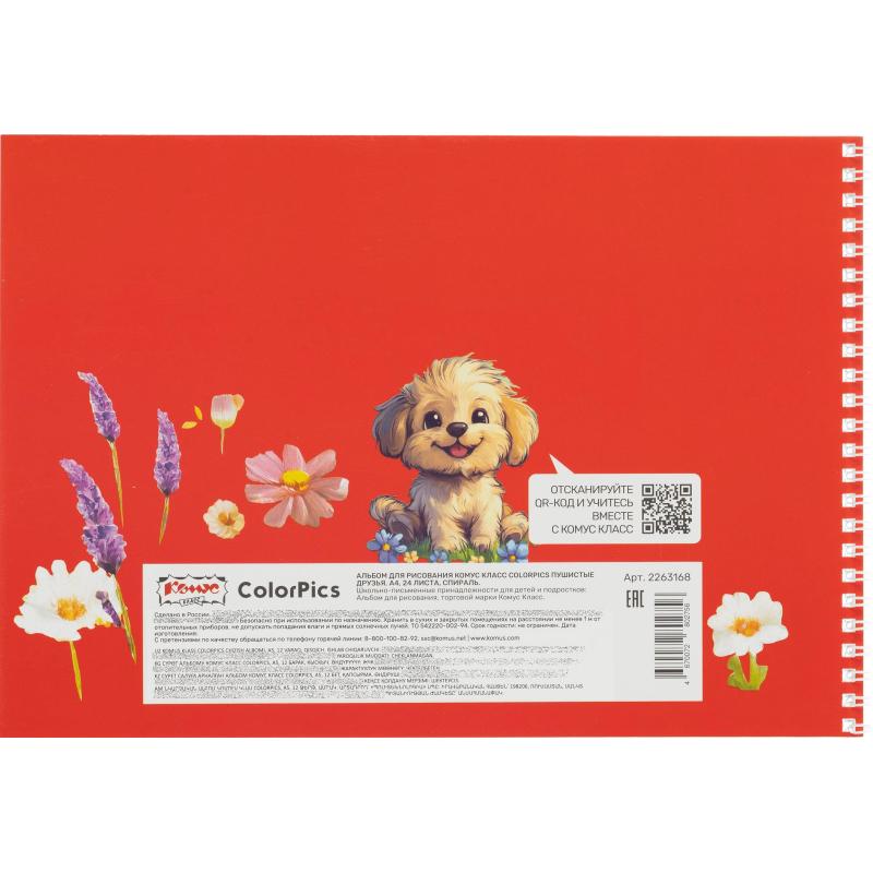 Альбом для рисования Комус Класс ColorPics Пушистые друзья, А4 24л в асс