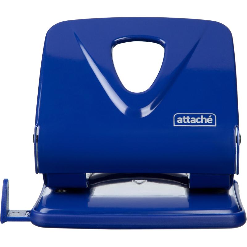 Дырокол Attache Symbol до 30 листов, линейка, металл, синий
