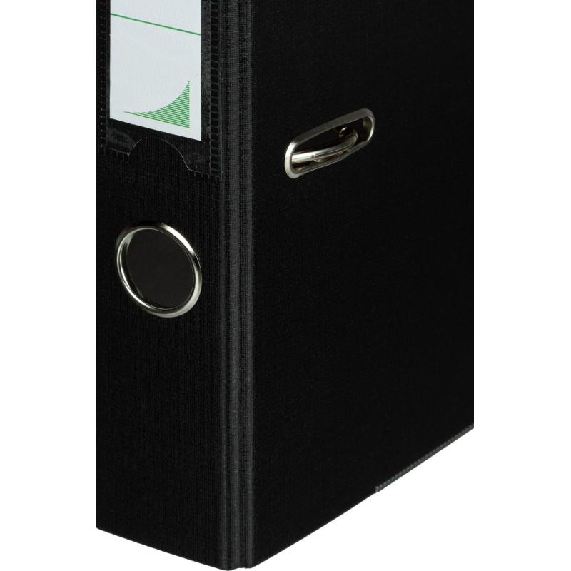 Папка-регистратор Комус Экономи 50мм черная, ПБП1, карм.кор., мет.уг