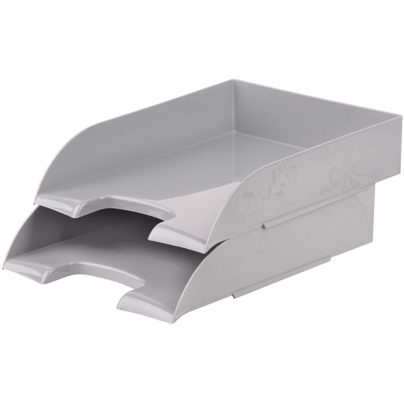 Лоток горизонтальный для бумаг Комус Русская Серия темно-серый