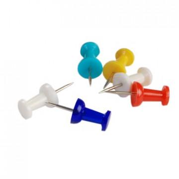 Кнопки силовые д/пробковых досок Комус,пластик.шляпка,ассорти,европ,25шт/уп