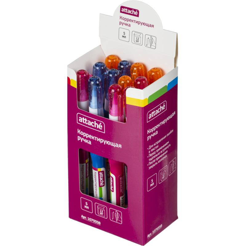 Корректирующий карандаш 5 мл Attache пластиковый наконечник цвет ассорти
