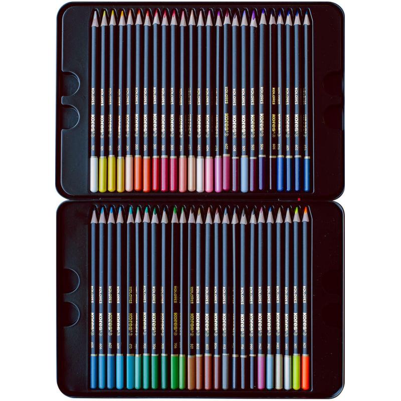 Карандаши цветные Kores Kolores 3-гран 3мм 50 цв/наб в металл.коробке 93351