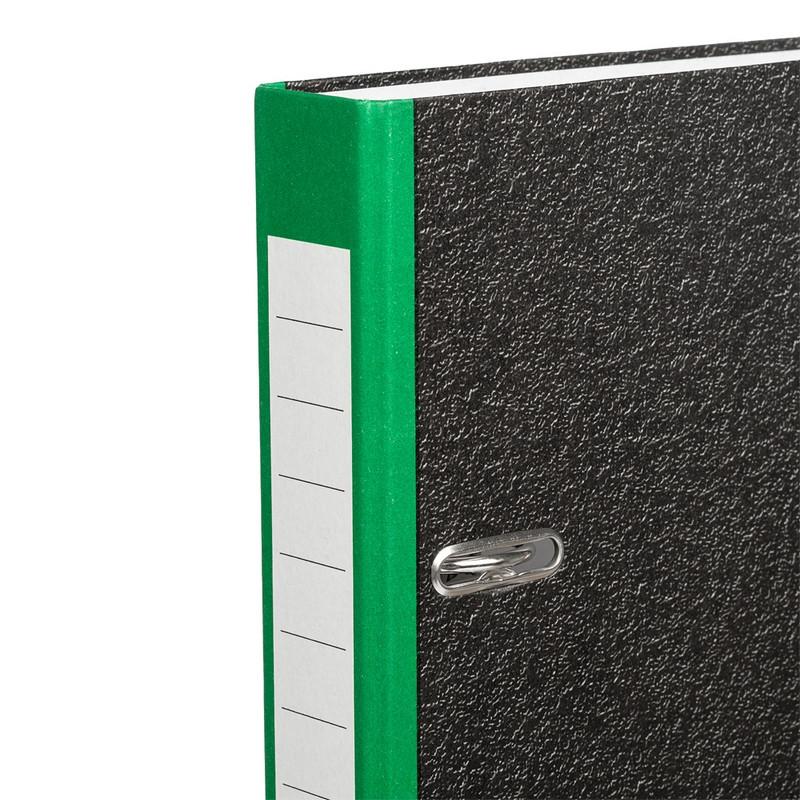 Папка-регистратор  50 мм мрамор с зелым кор,мет.уг,бум/бум