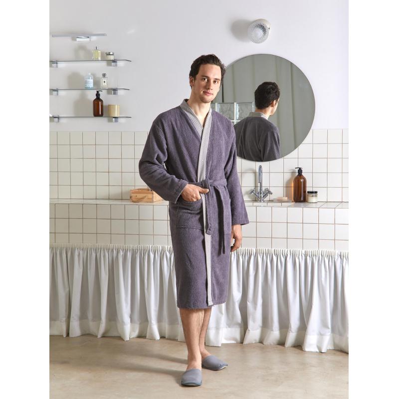 Халат Махровый Мужской  DELRAY Кимоно антрацит, L-XL, 300 гр/м2