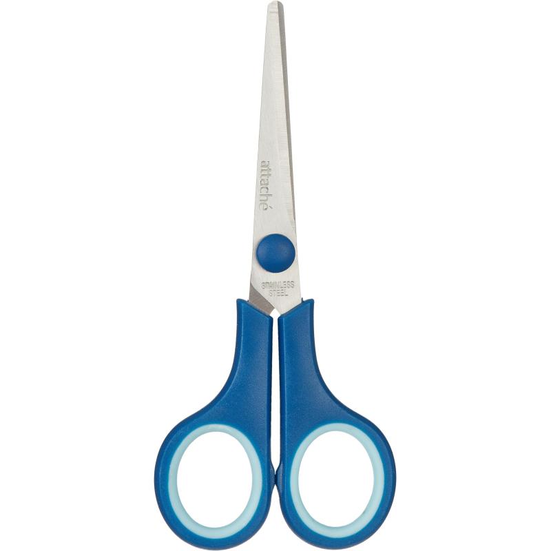 Ножницы Attache 140 мм с пласт. прорезин. ручками, цвет синий