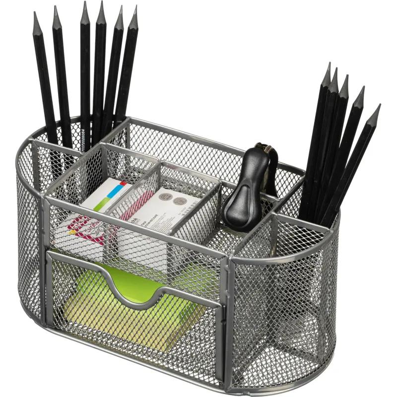 Подставка-органайзер д/канц.мелочей Комус 9от мет сетка 220х110х105мм сереб