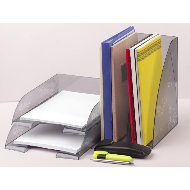 Лоток горизонтальный для бумаг Комус Русская Серия дымчатый