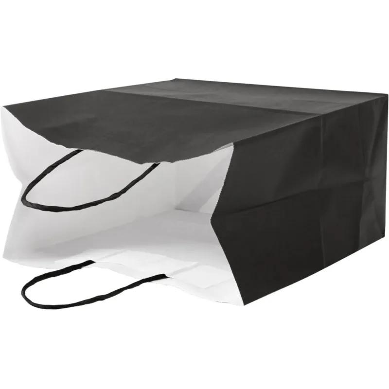 Пакет бумажный 260х150х340мм, 80 гр/м2,с кручеными ручками,чёрный,200 шт/уп