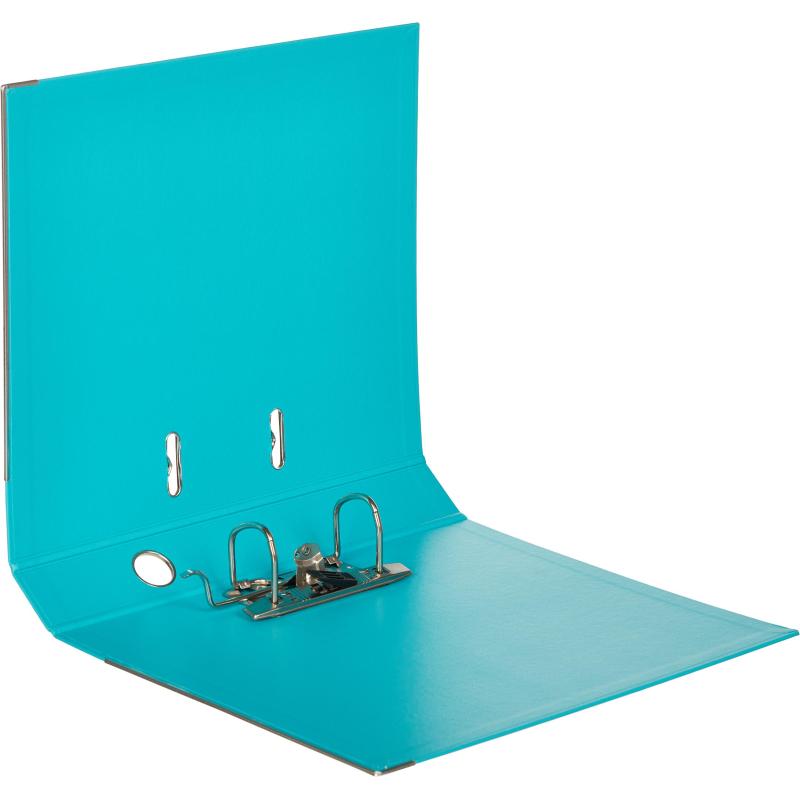 Папка-регистратор Комус Стандарт 50мм бирюзовая, ПБП2, карм.кор., мет.уг