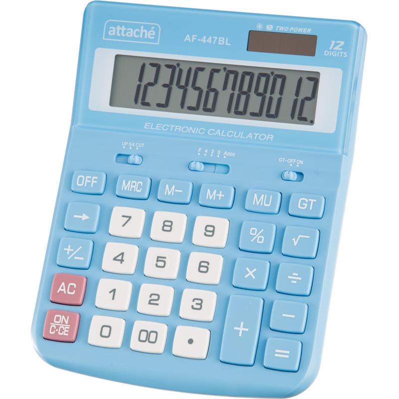 Калькулятор настольный ПОЛНОРАЗМ Attache AF-447BL,12р,дв.пит,гол,198x153x42