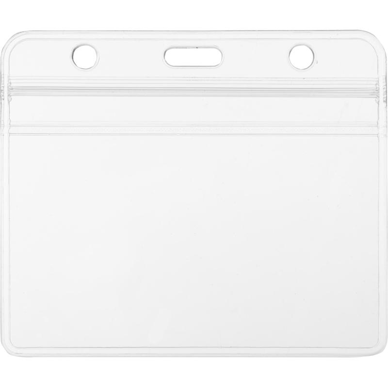 Бейдж Deli E5758 100х80мм горизонт. б/крепления ПВХ прозрачный (упак:10шт)