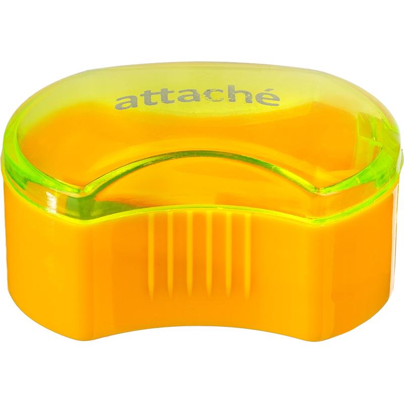 Точилка Attache, 1 отверстие, с контейнером, эргономичн, в ассорт