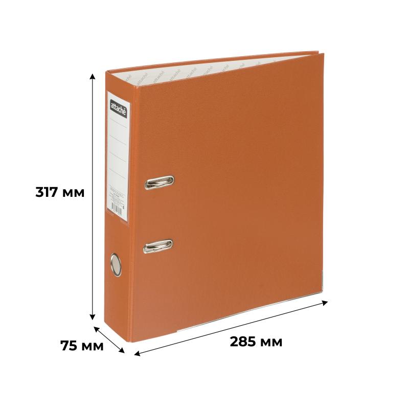 Папка-регистратор 75мм Attache А4, темно-сер., тиснение кожа, мет. угол