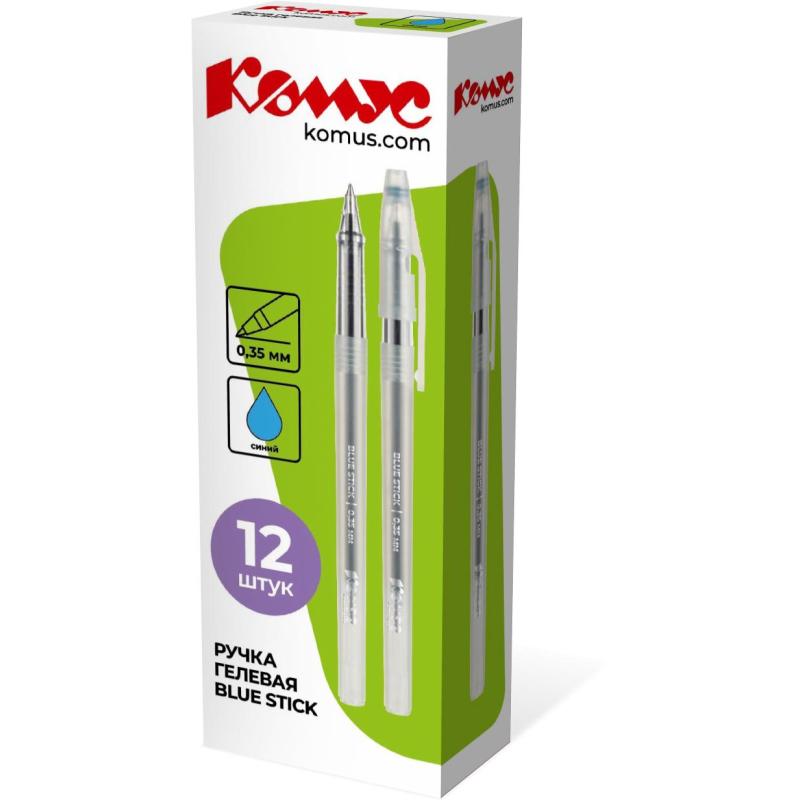Ручка гелевая неавтомат. Комус Blue Stick синяя,0,35мм,тонир.корп,Россия