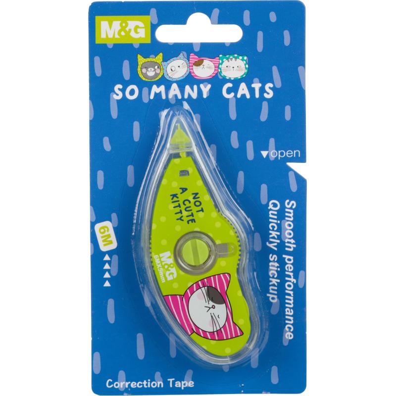 Корректирующая лента M&G So Many Cats 5 мм x 6 м, ассорти, блистер