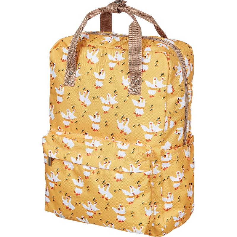 Рюкзак  Квадро Гуси,  желтый, 1 отд., 3 кармана,37х28х13