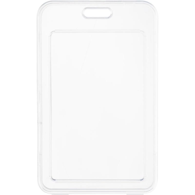 Бейдж Deli вертик.54x86 мм,жест.,держат,замок на кноп+рулетка и тесьма,роз