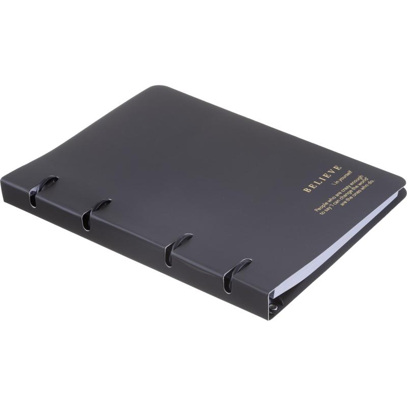 Тетрадь общая, BS, А5, 120л., клетка, кольца, Believe, черный N4761