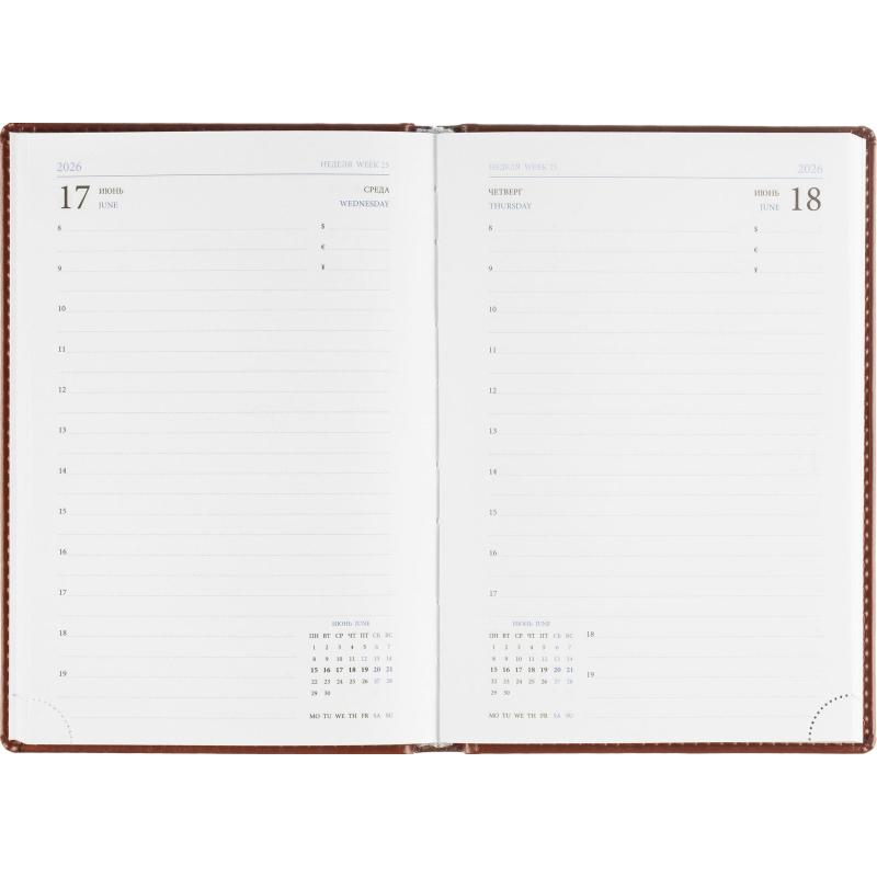 Ежедневник датированный 2026, корич, А5, 148x218 мм,352 стр, АТТАСНЕ Agenda