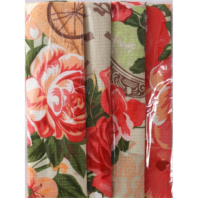 Набор полотенец 35х60- 4 шт., вафля 160 гр/м2, Париж, ассорти