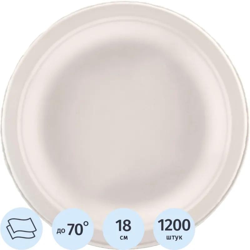 Тарелка одноразовая биоразлагаемая D=180 мм, 1200шт/кор
