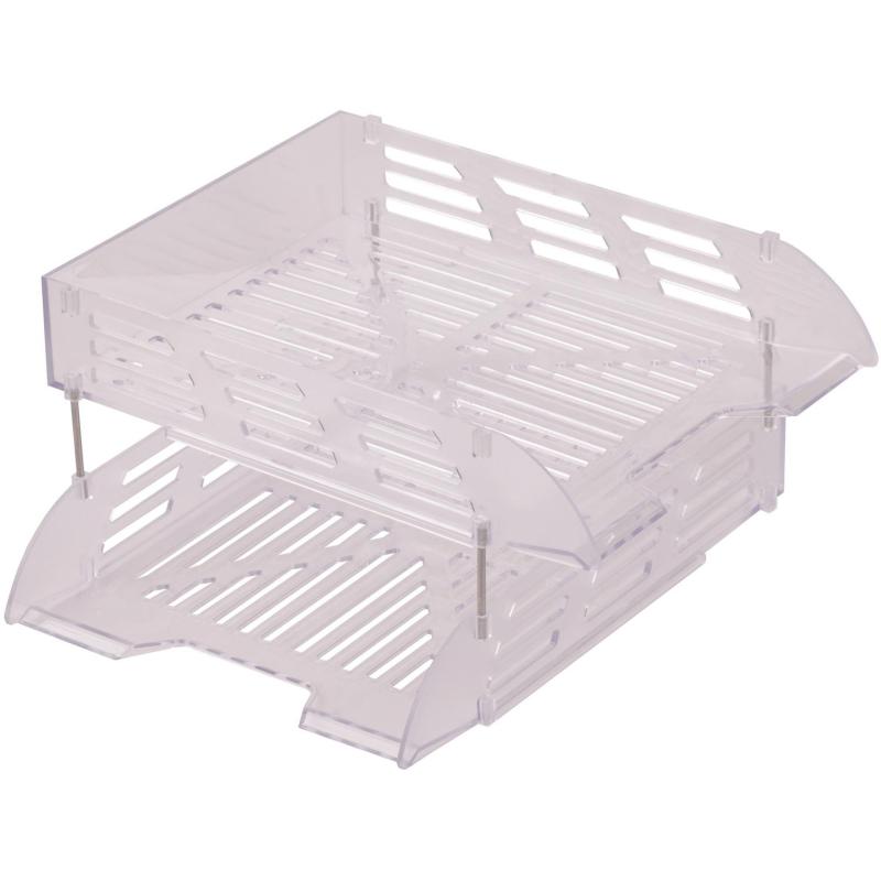 Лоток горизонтальный для бумаг Attache 2шт/наб на металл стерж прозрачный