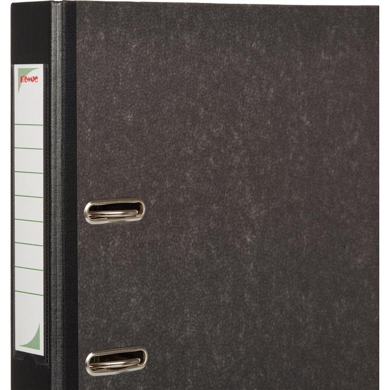 Папка-регистратор Комус мрамор.карт 50мм черн.кореш,бум/бум,карм.кор.мет.уг