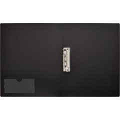 Папка с зажимом Комус голубая, с карманом для CD/визитки