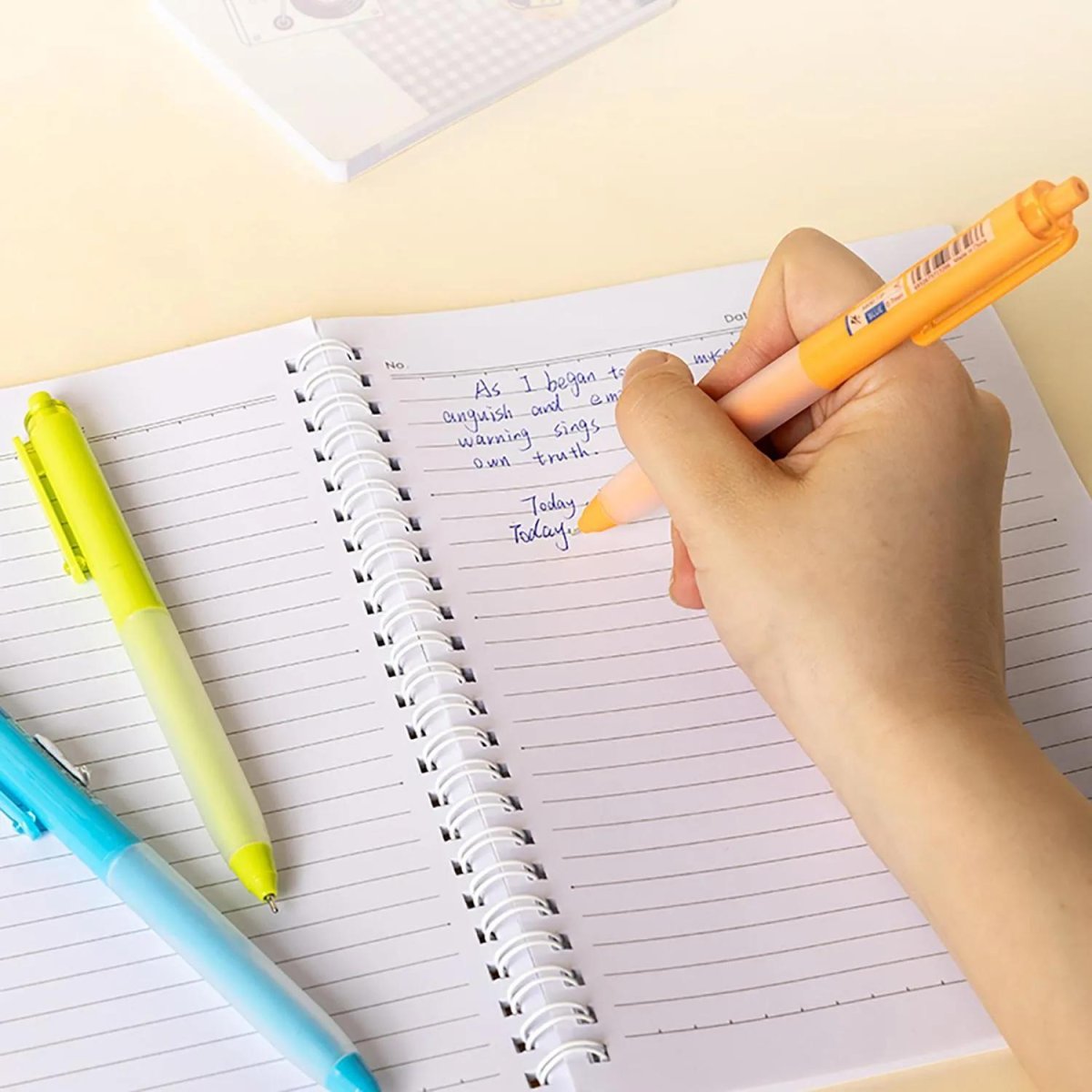 Ручка шариковая автомат. Deli EQ51-BL,иг.нак 0,7,мягк.грип,син,в асс