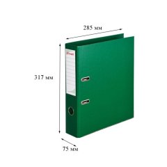 Папка-регистратор Комус Стандарт 75мм  зеленая, ПБП2, карм.кор., мет.уг