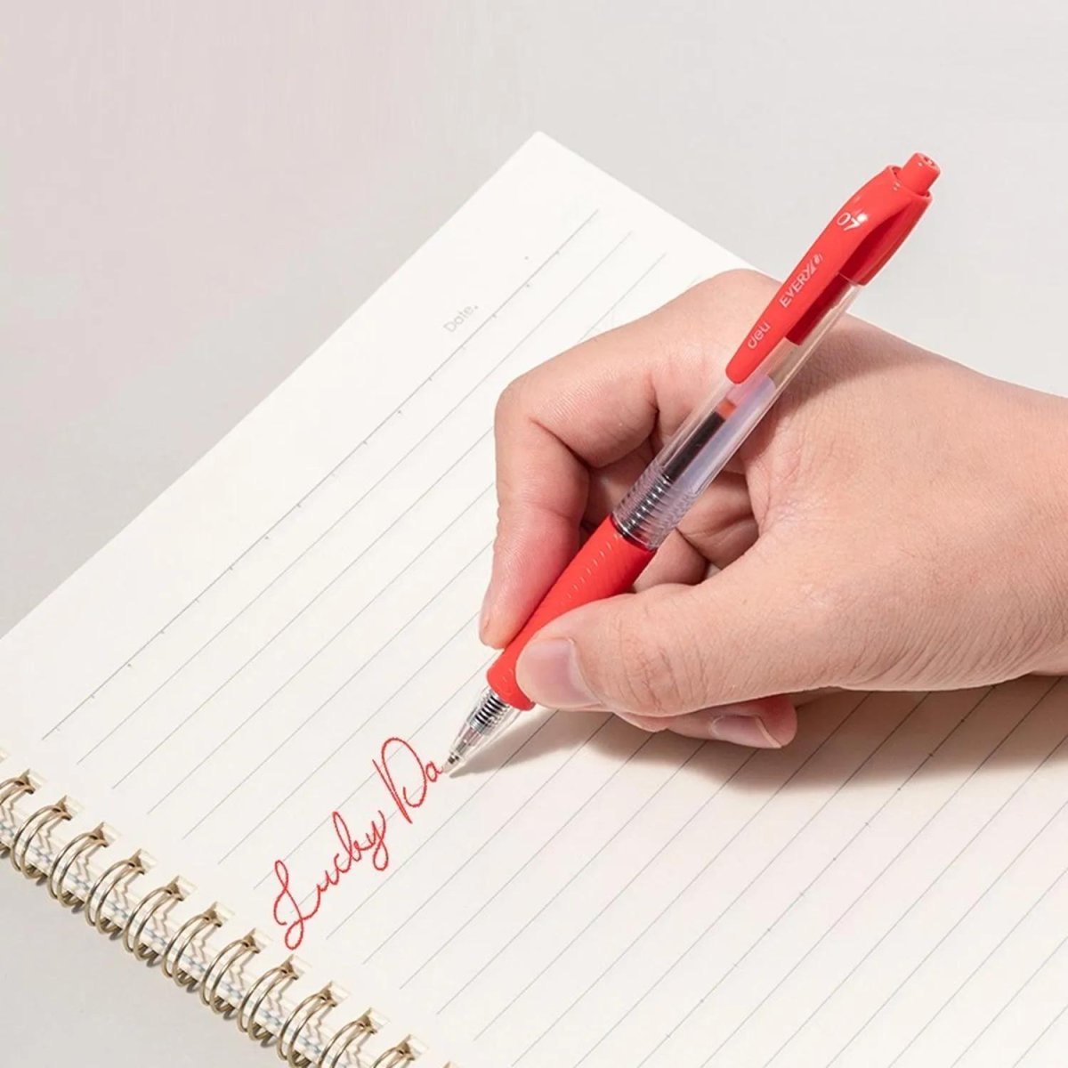 Ручка шариковая автомат. Deli Every, EQ60-RD,кр,пулевидный нак.0,7мм