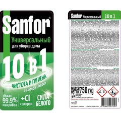 Универсальное чистящее средство SANFOR Универсал зеленое яблоко 750 г