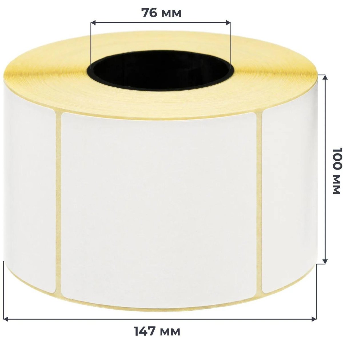 Термотрансферные этикетки ПГЛ 100х100, 1000 шт/рул,вт.76 6 рул/уп