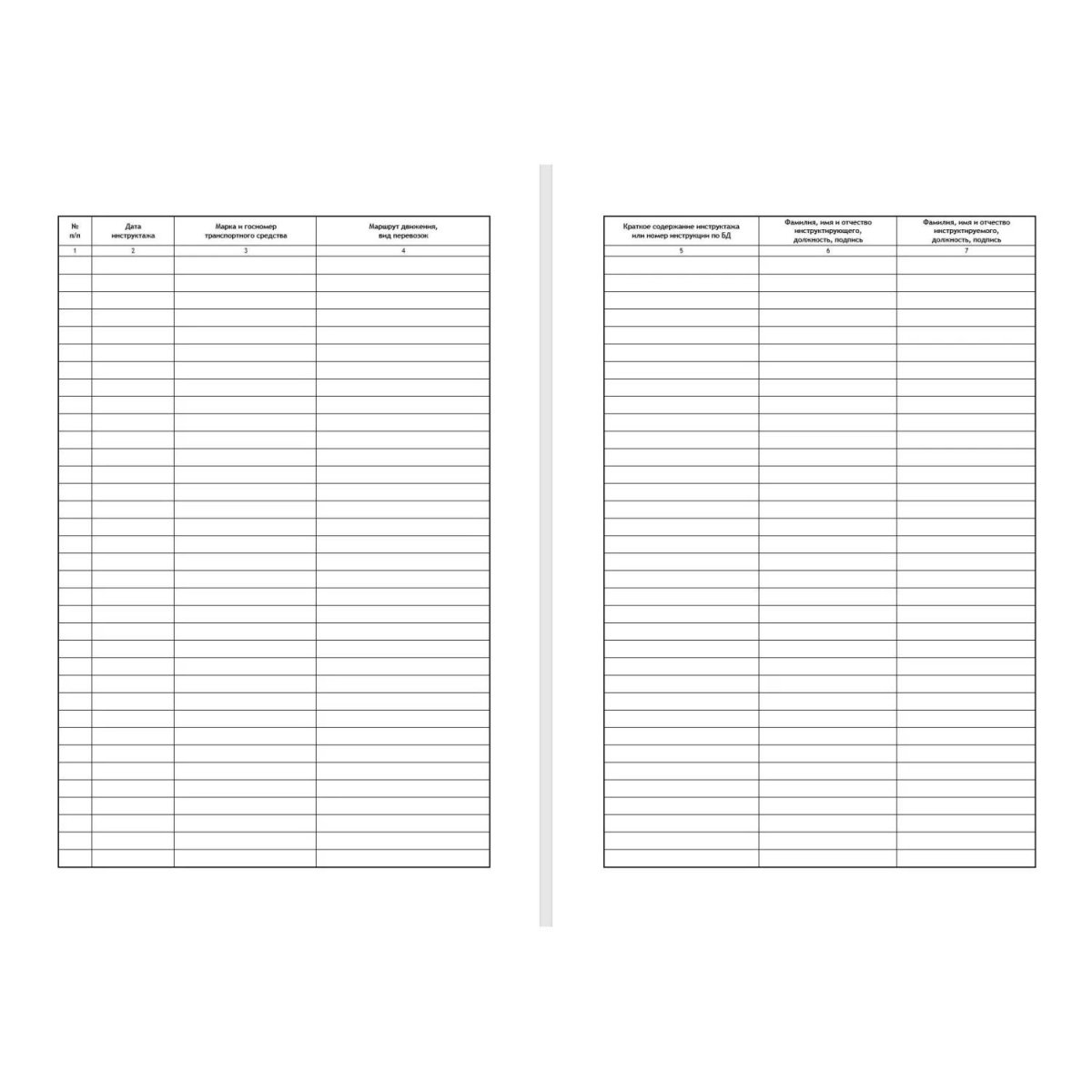 Журнал регистрации вводного инструктажа по БДД ТС032-Э