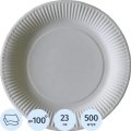 Тарелка одноразовая бум. 23см круглая, белая, 250г/м2, 500шт/кор