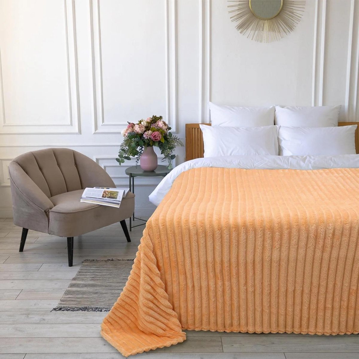 Покрывало 150х200 BRAVO Family велсофт Волна г/к №76 персиковый в пакете