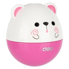 Точилка ручная Deli, 1 отв., с контейнером, пластик, картонная уп., ассорти