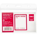Бейдж Deli E5758 100х80мм горизонт. б/крепления ПВХ прозрачный (упак:10шт)