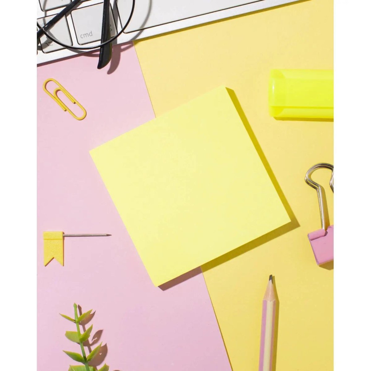 Стикеры Attache Selection с клеев. краем 76х76, неон, желтый 100л