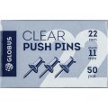 Кнопки силовые д/пробковых досок Глобус КС-50П,пластик,прозрачные,50 шт/уп