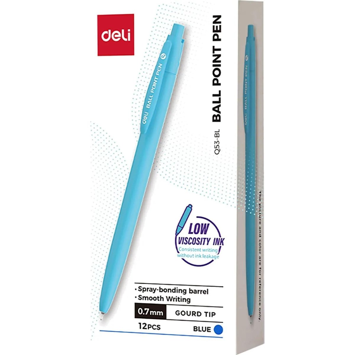 Ручка шариковая автомат. Deli EQ53-BL,гибр.нак0,7,софт-тач,син,в асс