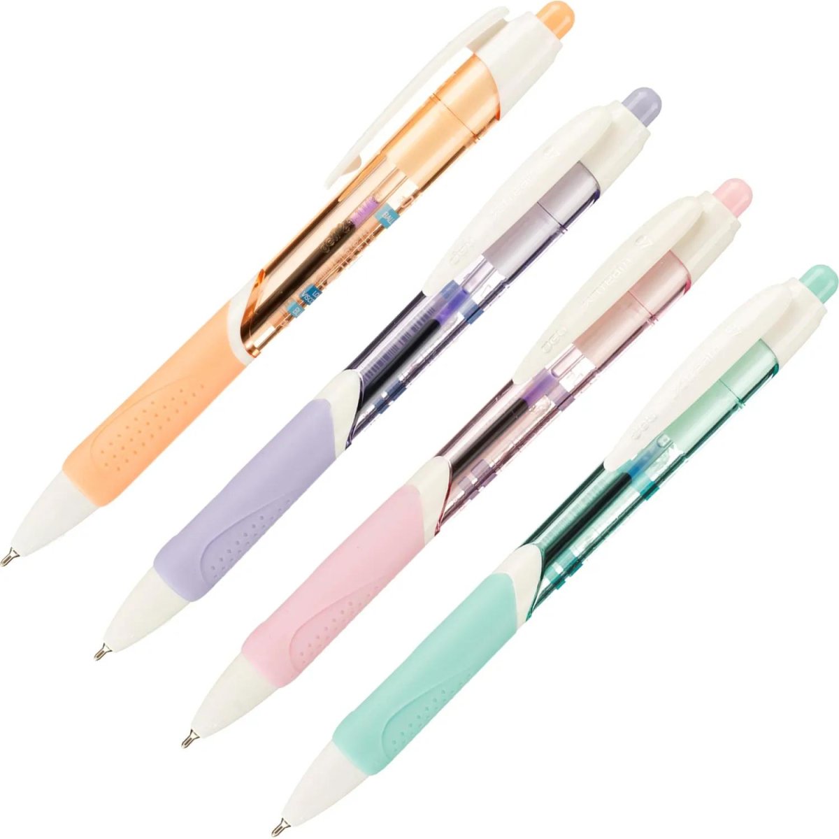 Ручка шариковая автомат. Deli EQ46 игольч.нак,0,7мм,син,резин.грип,4цв асс