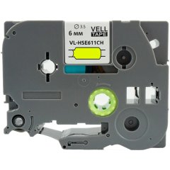 Трубка термоусадочная Vell VL-HSE611CH(с чип.6мм,чер.на жел.) для Puty