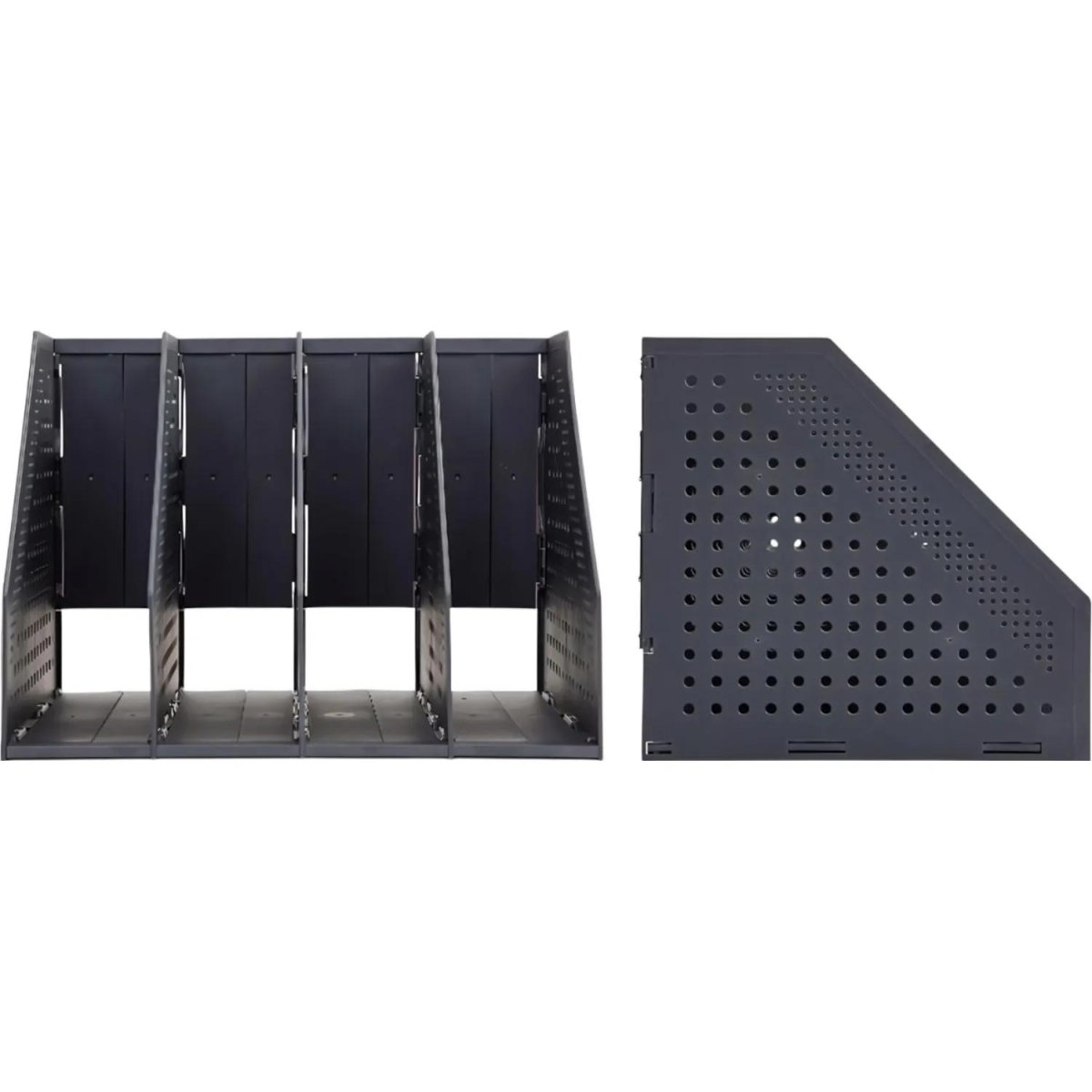 Лоток вертикальный Deli 78996DGrey складной 4 отделения темно-серый