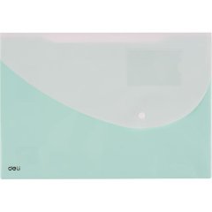 Папка-конверт на кнопке Deli А4+, 180мкм,карман,цвет в асс, 5506