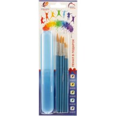Набор кистей с пеналом Классика цвета,5шт.СИНТЕТИКА(круглые№1-5)34С 2261-08